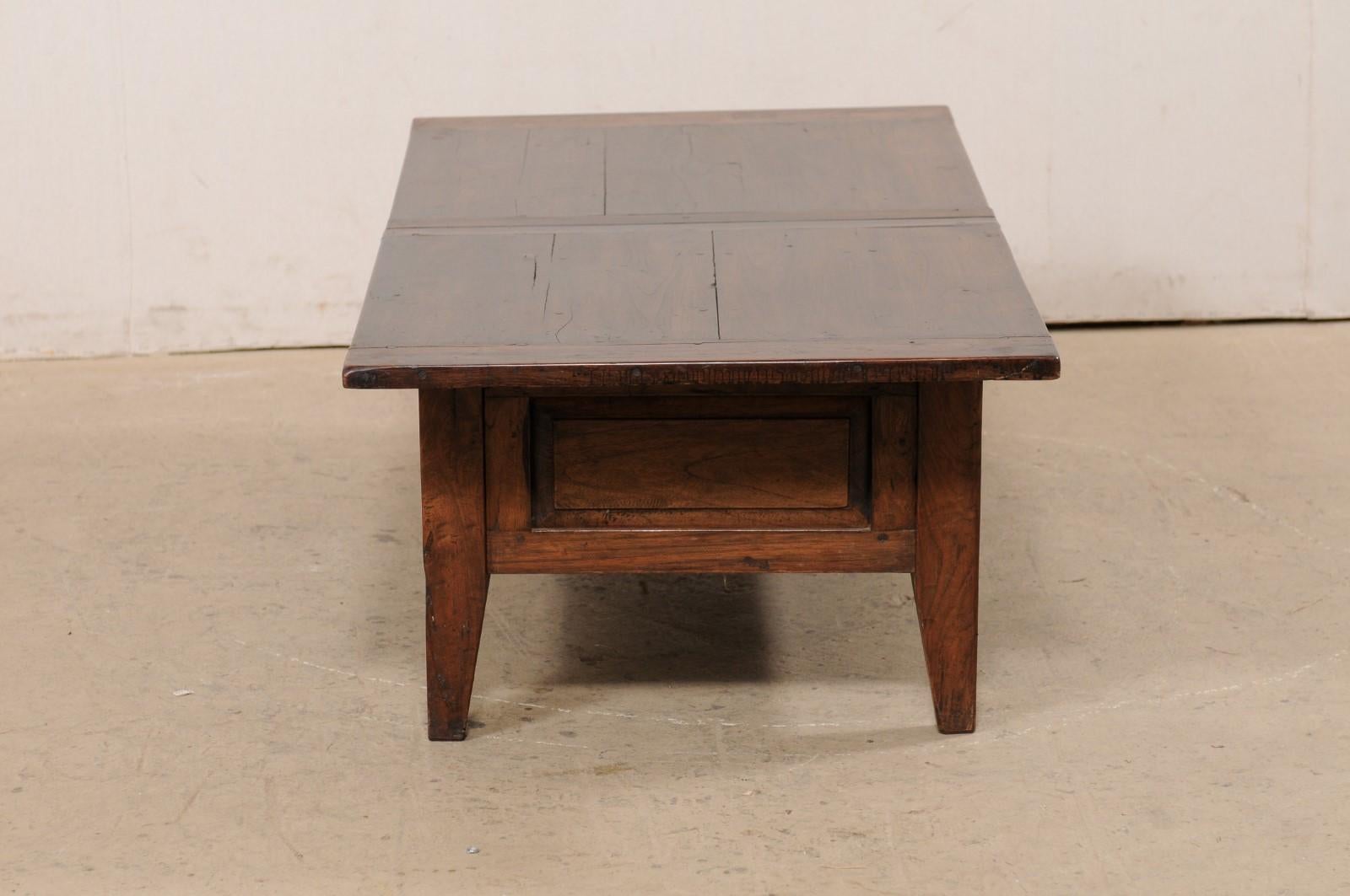 French Fruitwood Coffee Table in Rectangular-Shape w/Storage, Early 20th Century For Sale 8