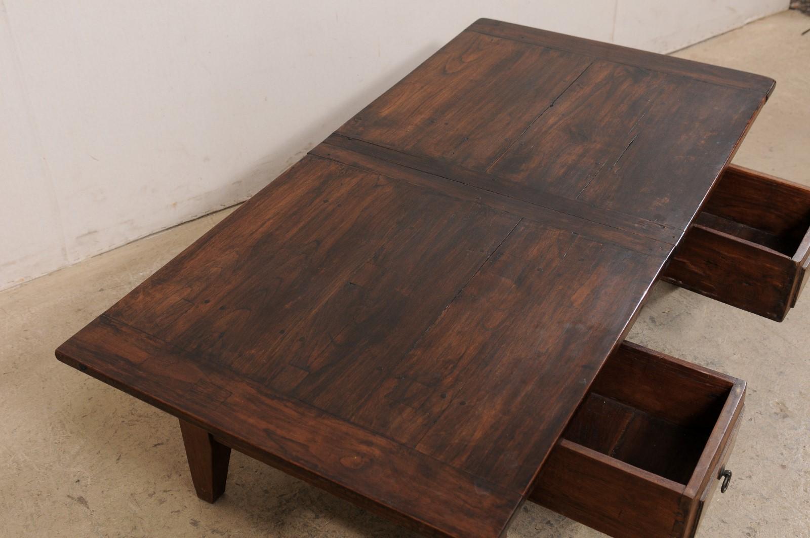 French Fruitwood Coffee Table in Rectangular-Shape w/Storage, Early 20th Century For Sale 2