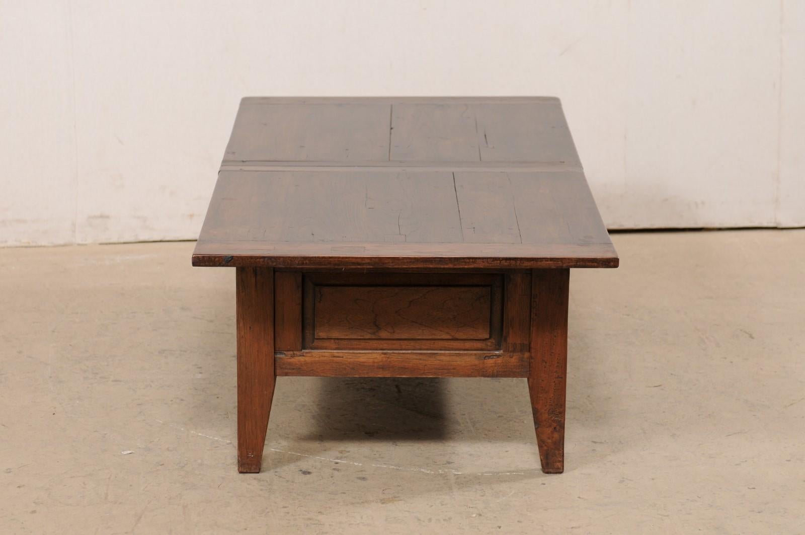 French Fruitwood Coffee Table in Rectangular-Shape w/Storage, Early 20th Century For Sale 4