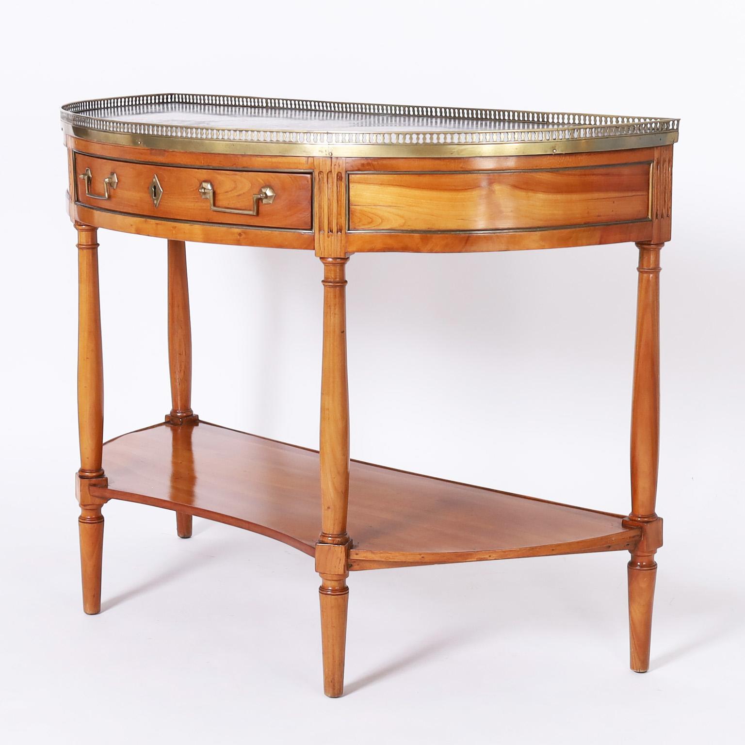 Neoclassical French Fruitwood Demi-lune Server For Sale