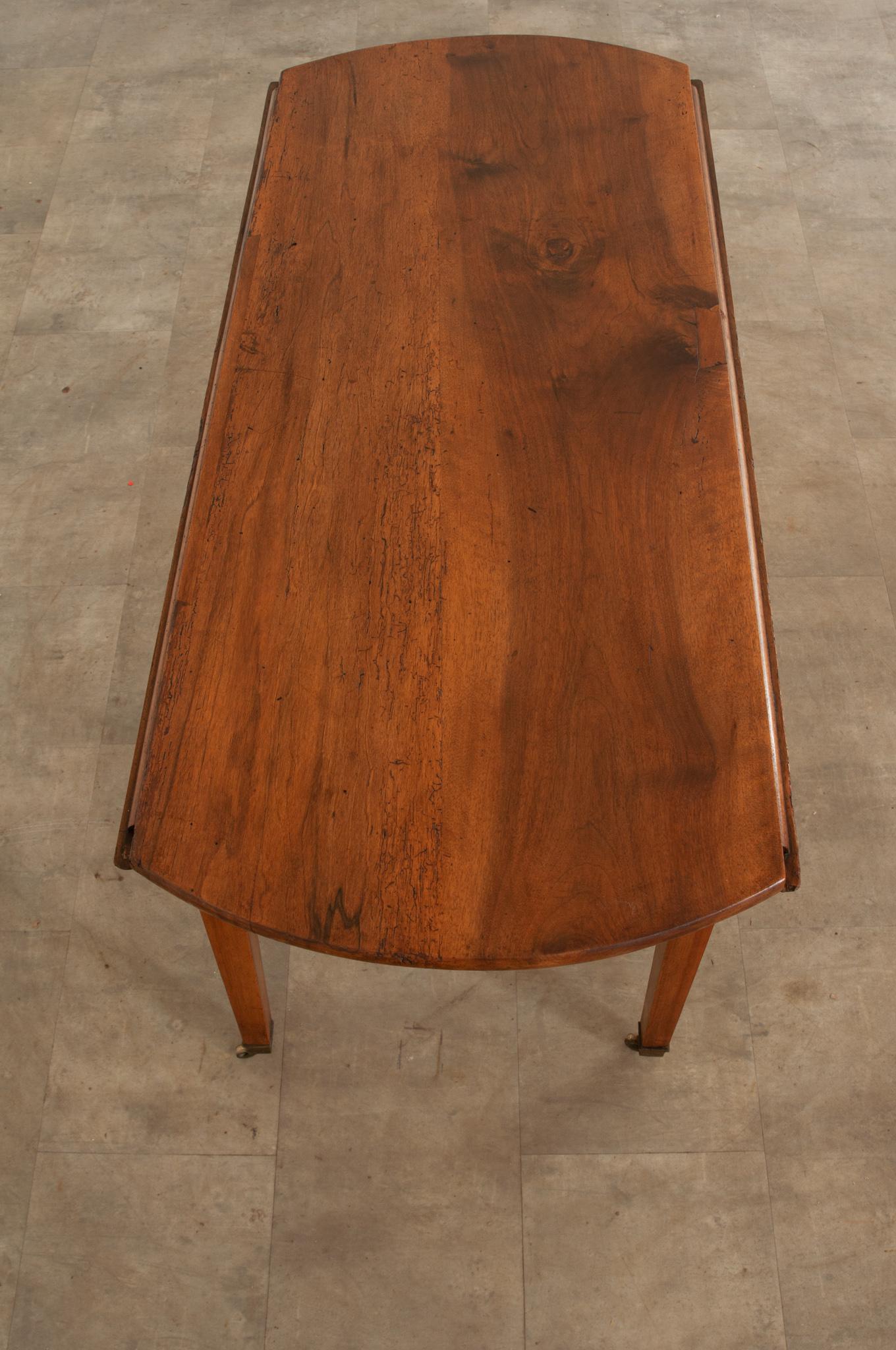 19th Century French Fruitwood Drop Leaf Table from Normandy