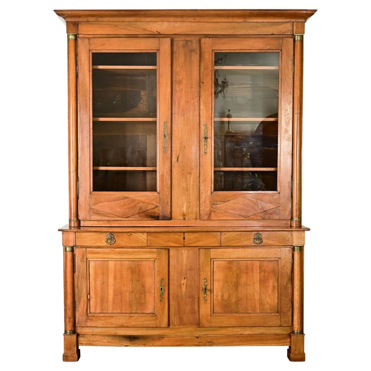 French Fruitwood Empire Style Buffet a Deux Corps