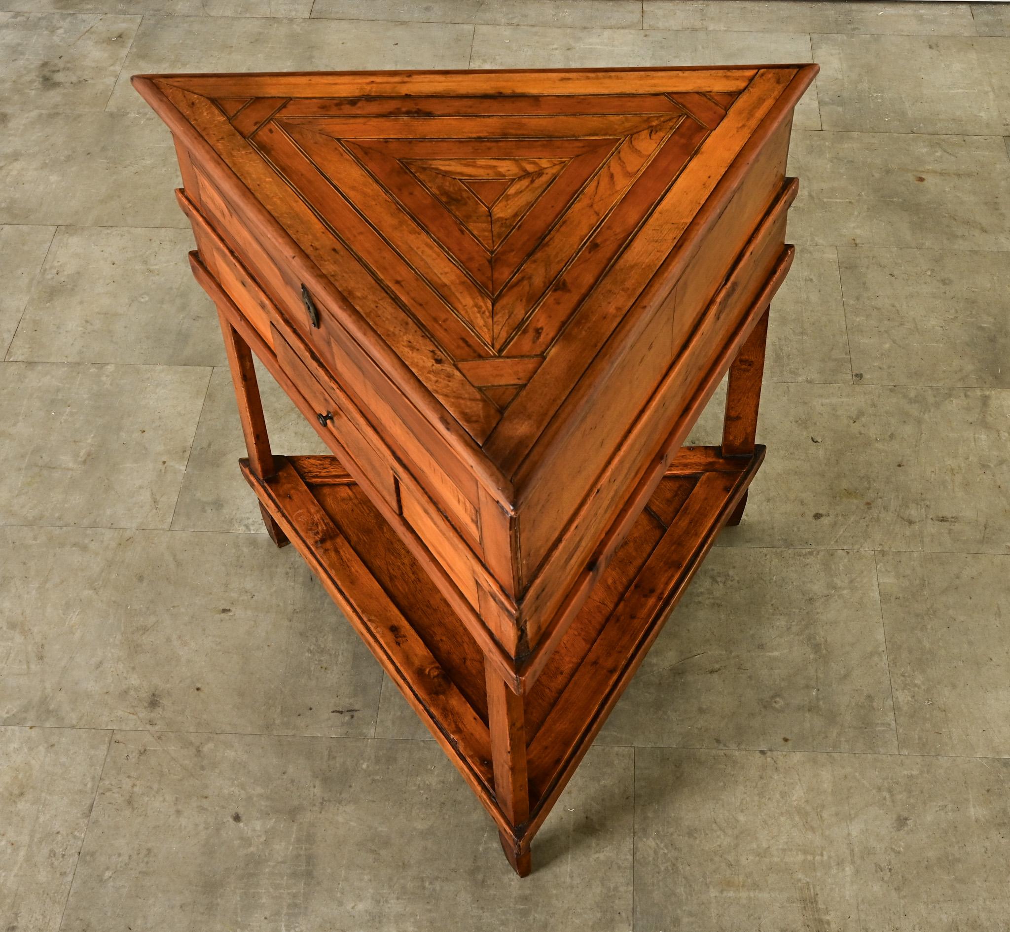 French Fruitwood Inlay Triangle Table 13