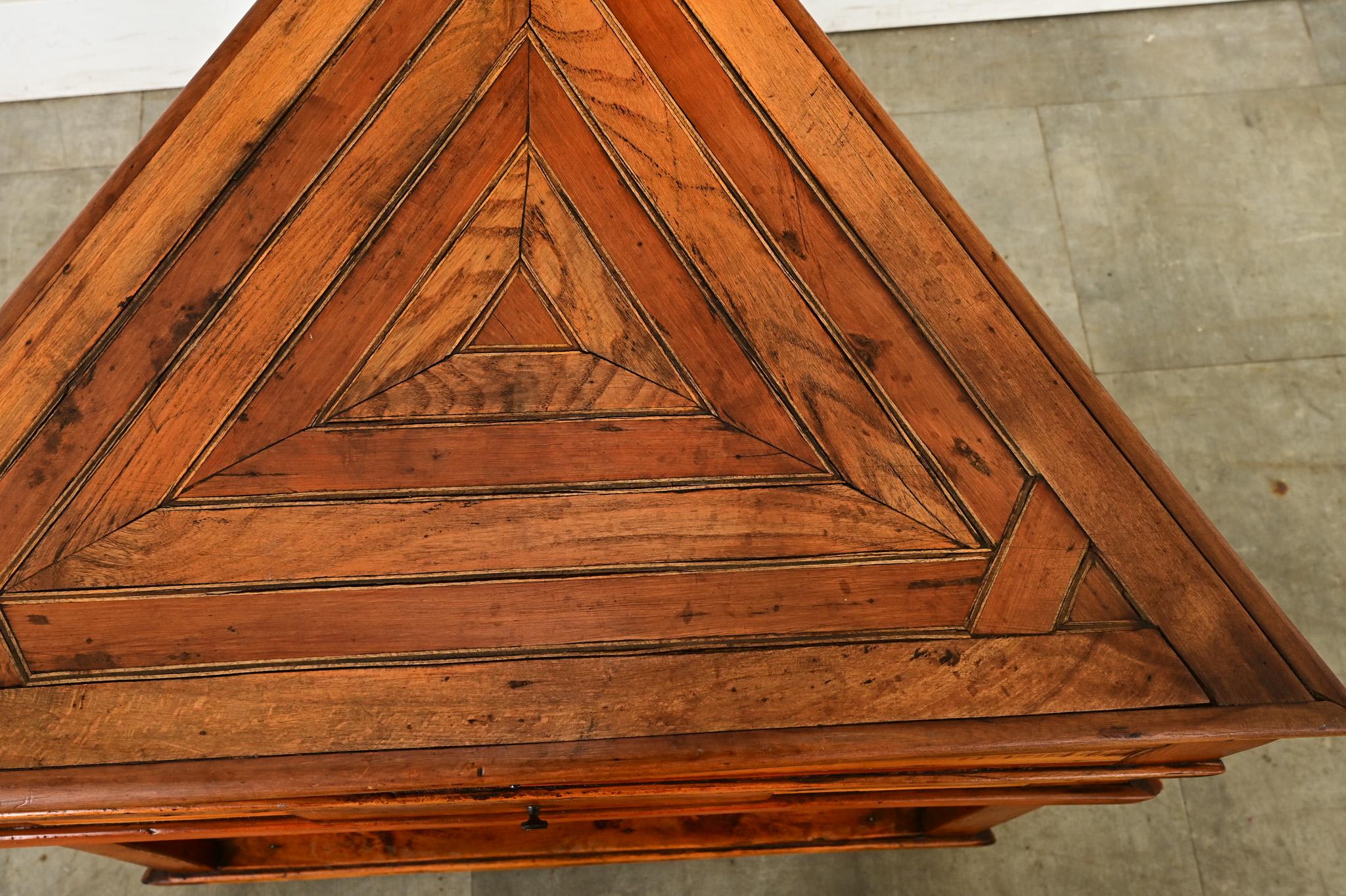 French Fruitwood Inlay Triangle Table In Good Condition In Baton Rouge, LA