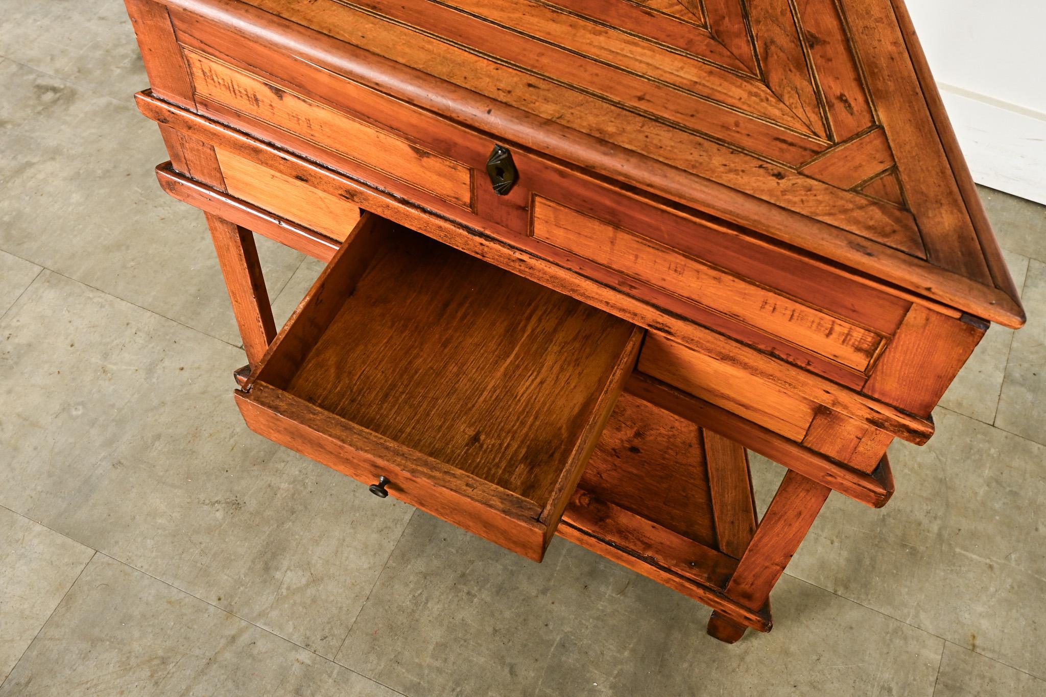 French Fruitwood Inlay Triangle Table 2