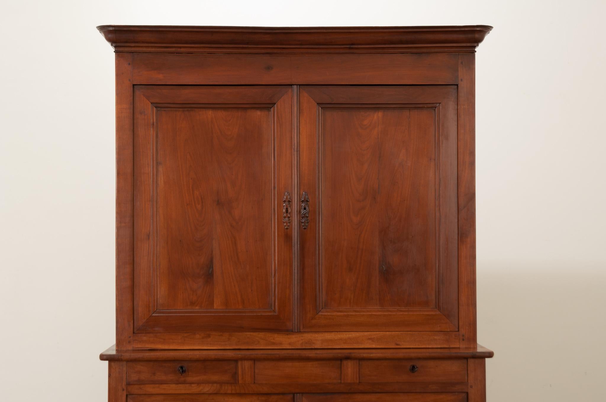 Hand-Crafted French Fruitwood Louis Philippe Buffet À Deux Corps For Sale