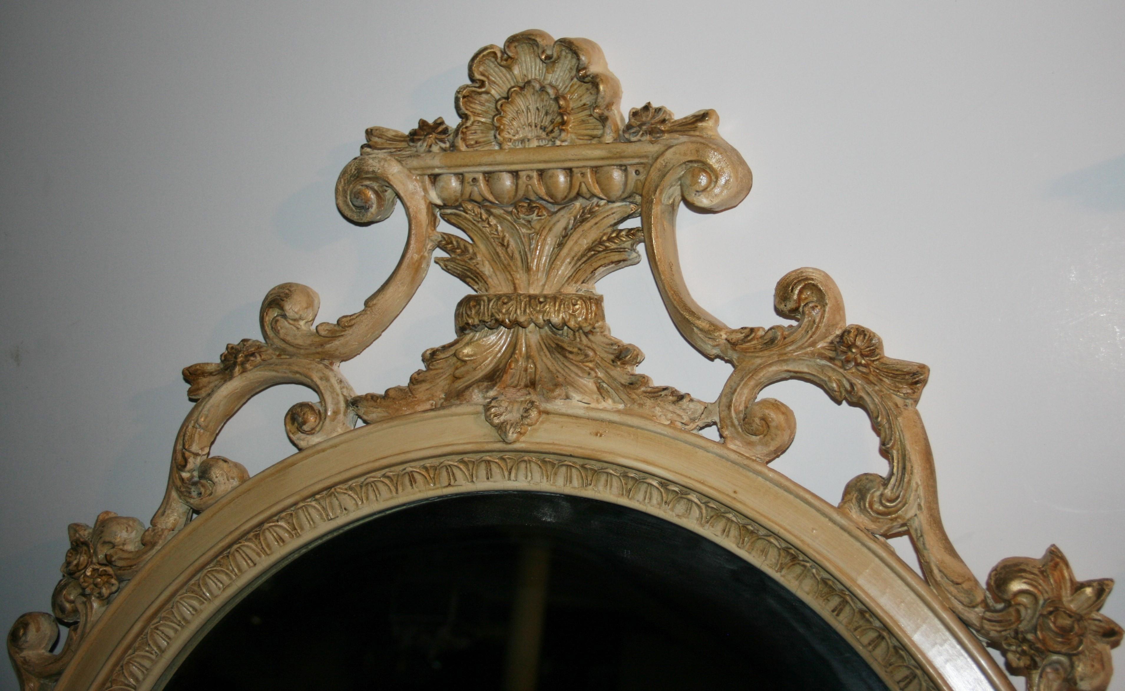 Specchio francese a figura intera con piano ad arco in legno e gesso, anni '20 in vendita 10