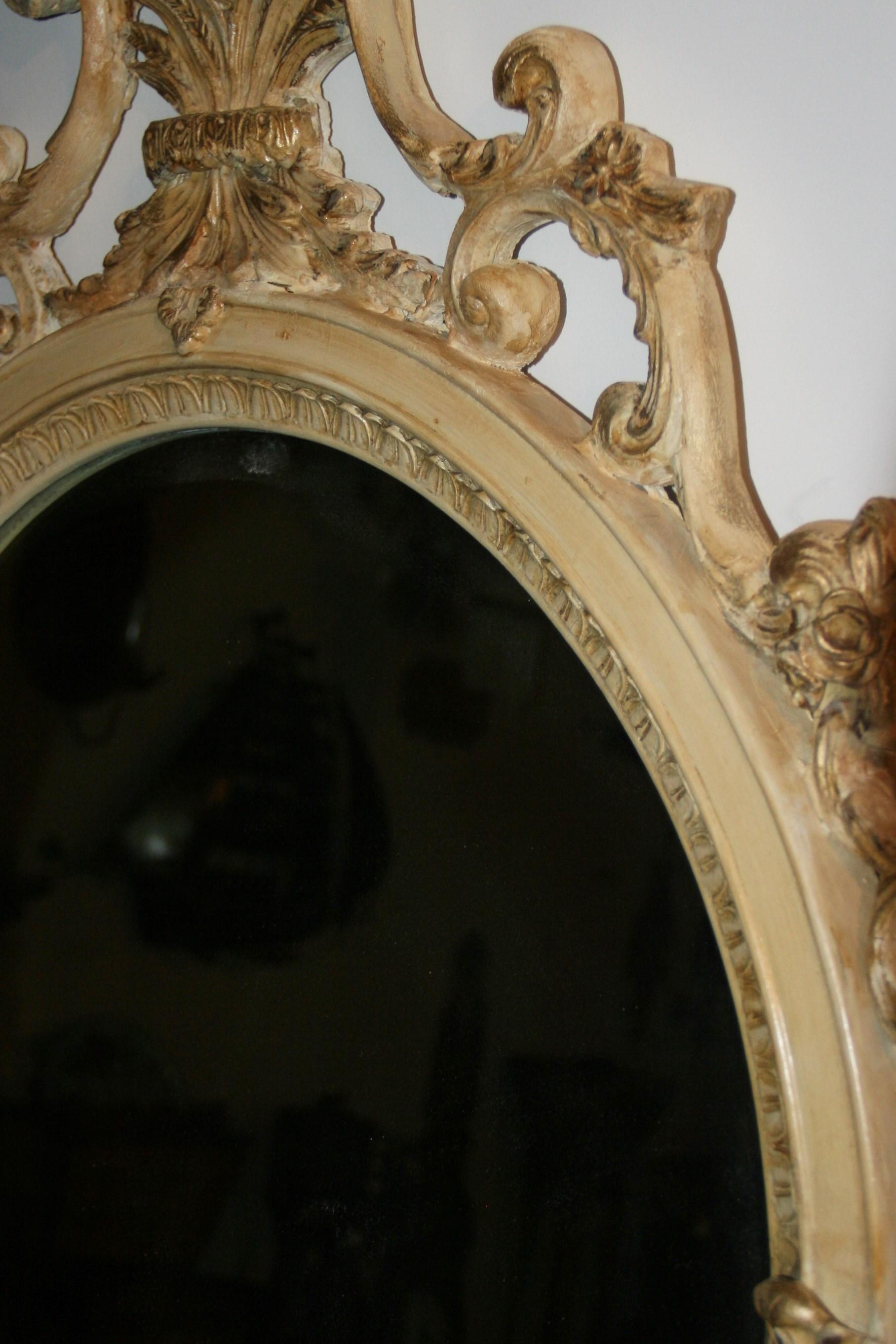 Specchio francese a figura intera con piano ad arco in legno e gesso, anni '20 in vendita 11