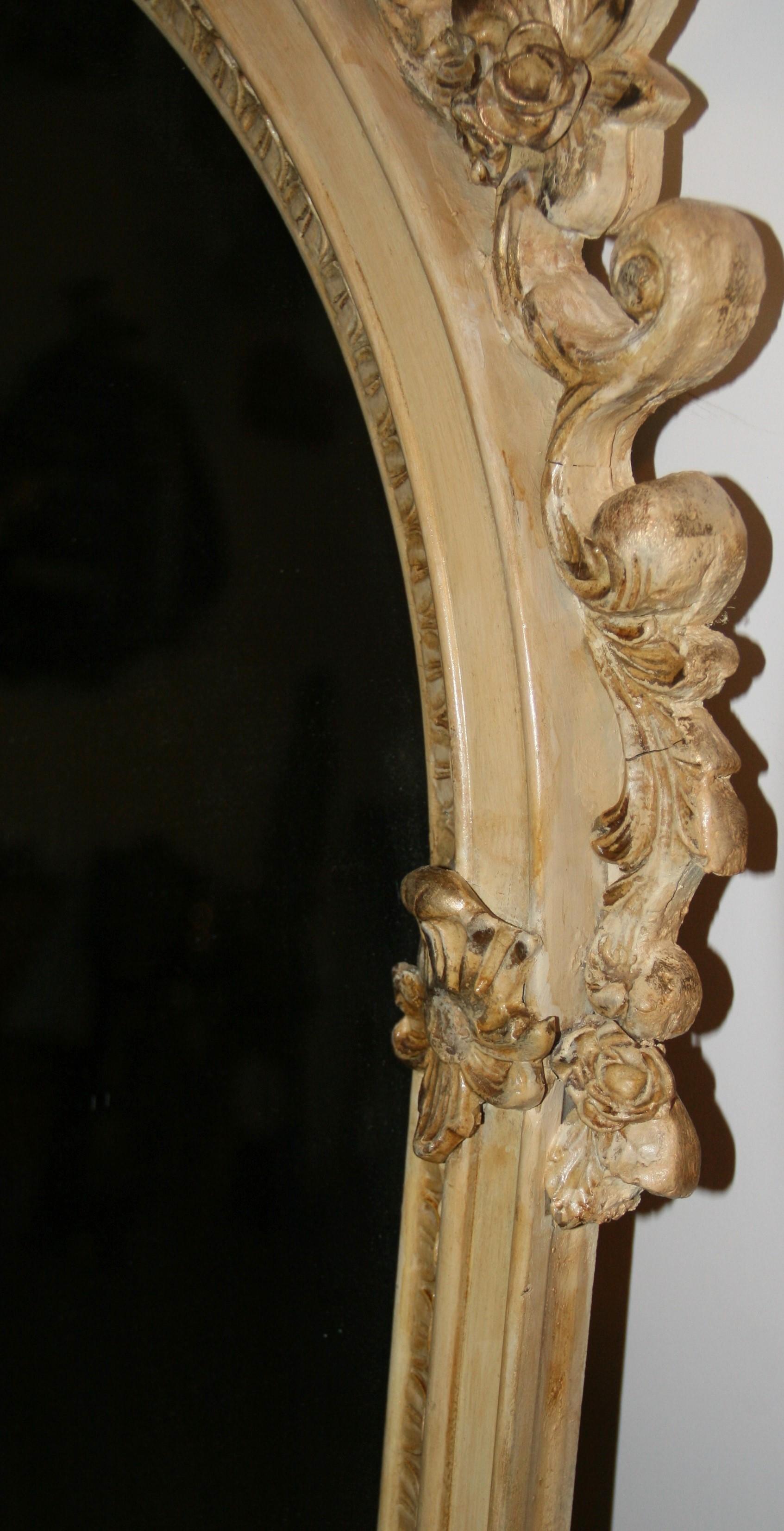 Specchio francese a figura intera con piano ad arco in legno e gesso, anni '20 in vendita 12