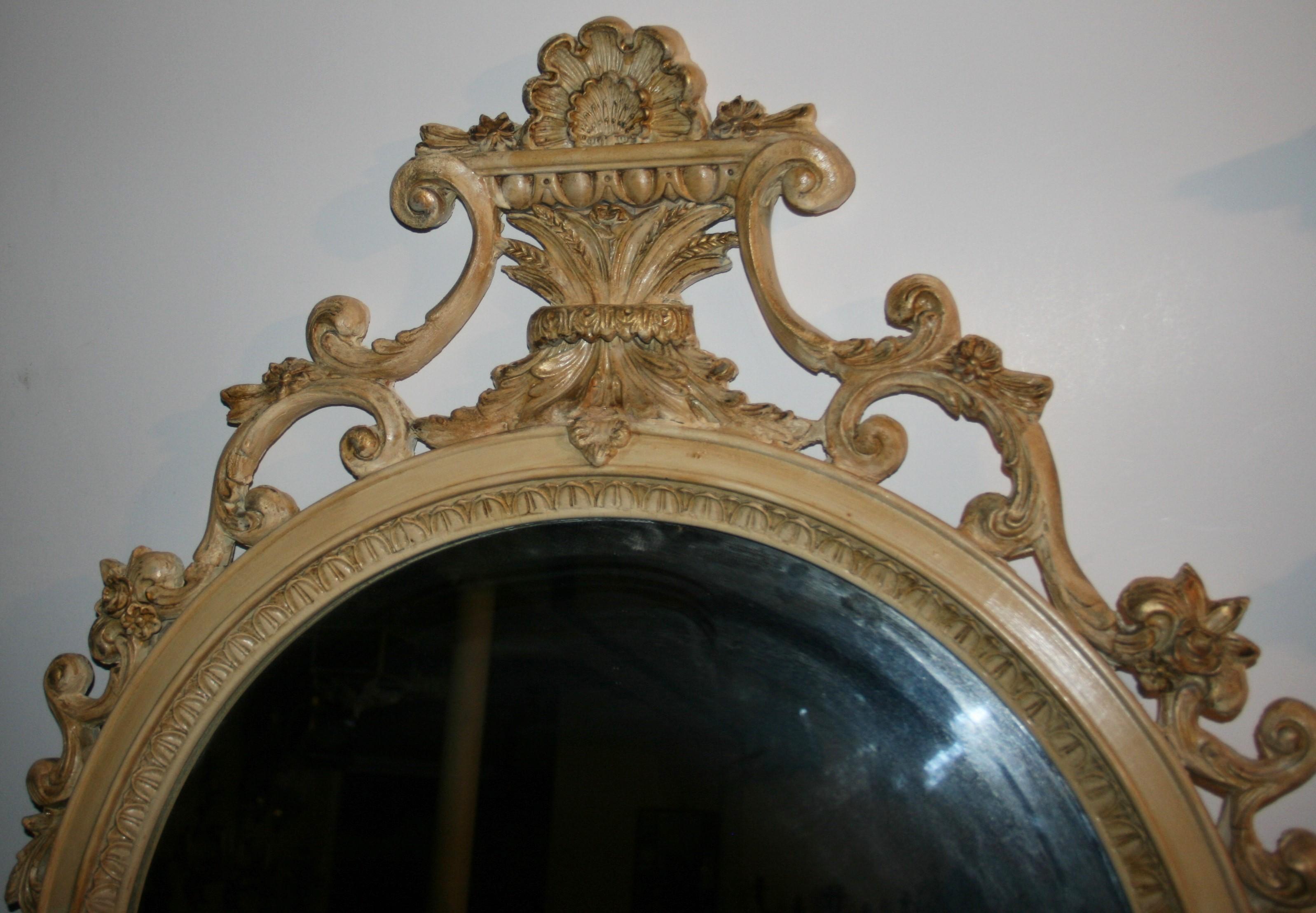 Specchio francese a figura intera con piano ad arco in legno e gesso, anni '20 in vendita 3