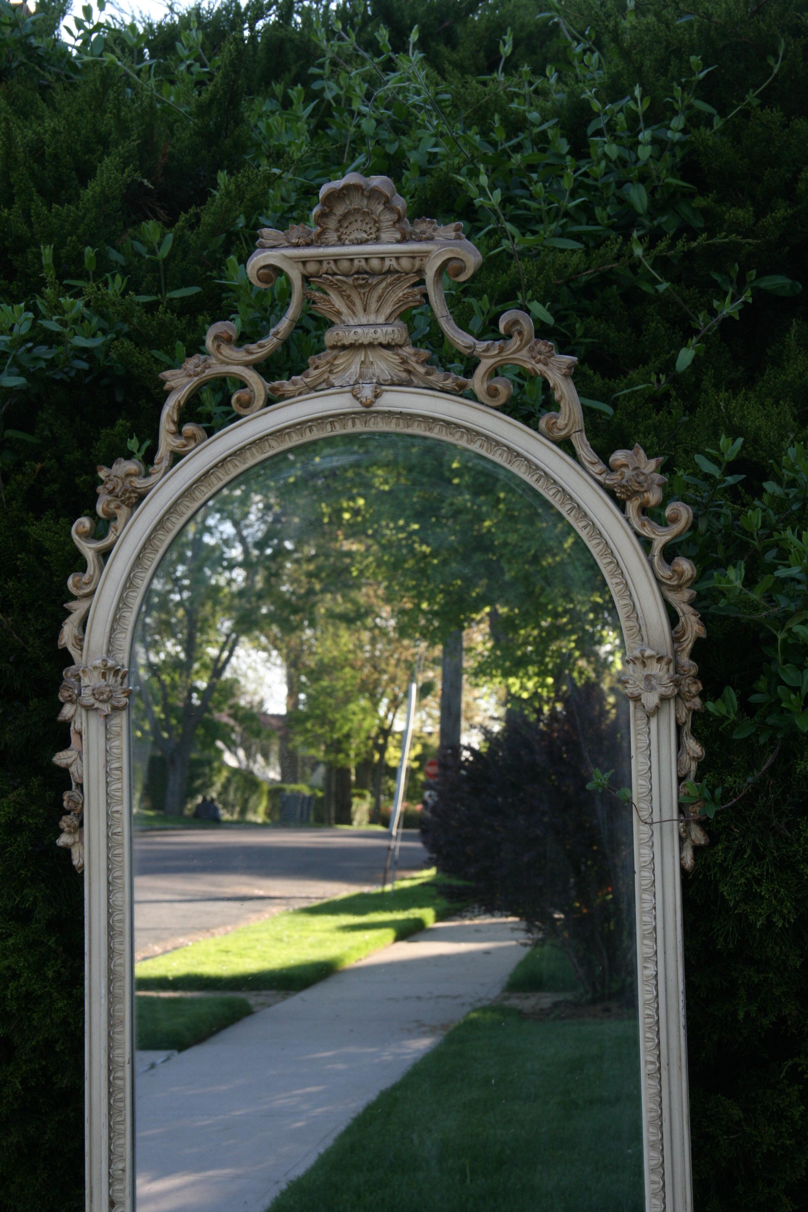 French Full Length Ornate Arch Top Wood and Gesso Mirror, 1920's For Sale 3