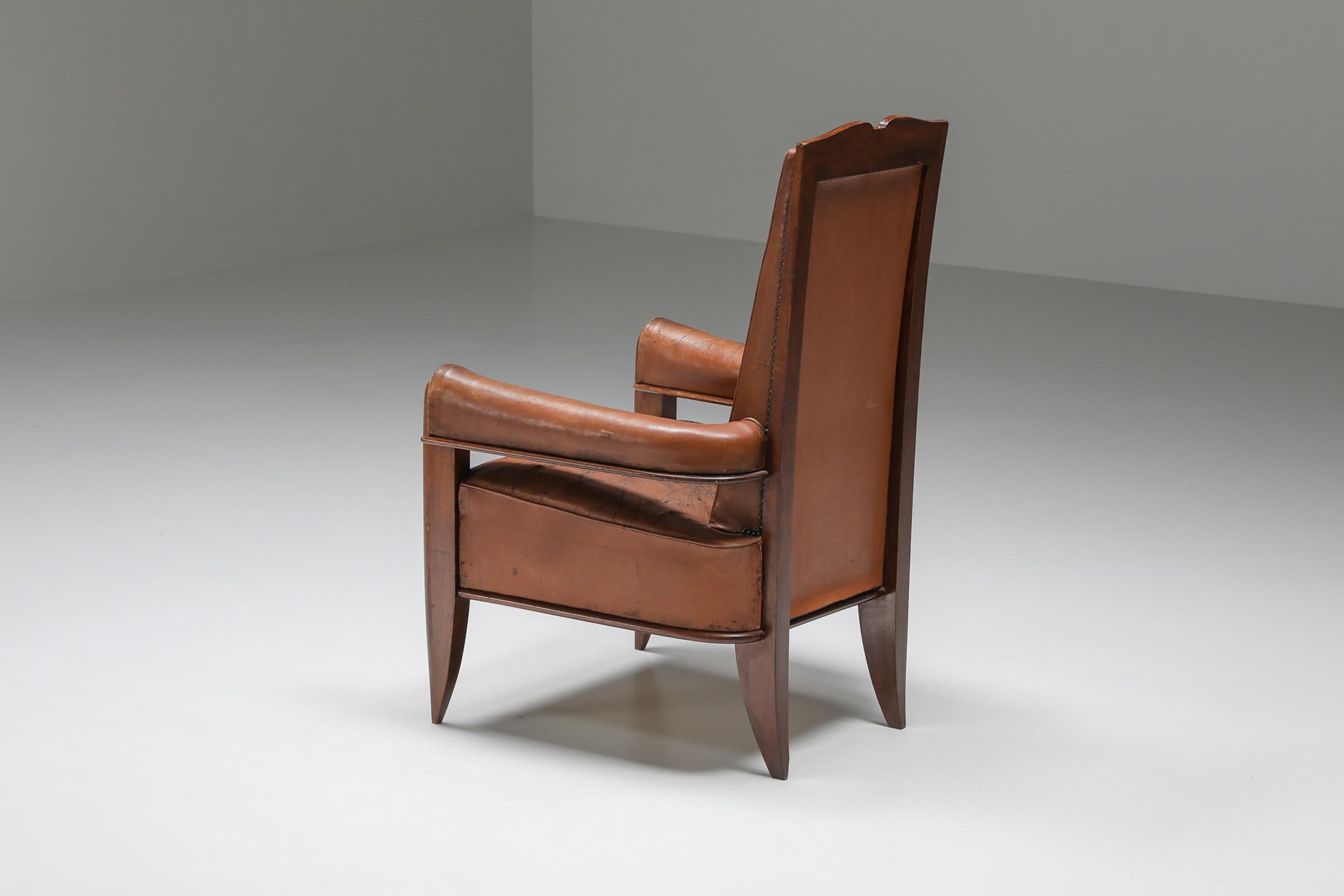 French Furniture Design Armchair, Fauteuil by Léon and Maurice Jallot, 1930's For Sale at