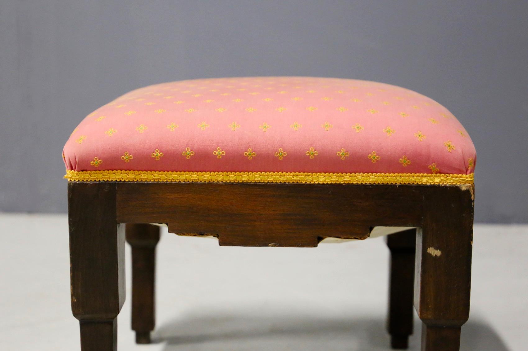 Fabric French Futurist Stool Attributed to Pierre Chareau, 1910s For Sale