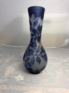 French Gallé Vase, Art Deco Nouveau Cameo Style, 20th Century