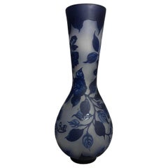 French Gallé Vase, Art Deco Nouveau Cameo Style, 20th Century