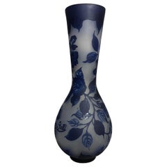 Vintage French Gallé Vase, Art Deco Nouveau Cameo Style, 20th Century