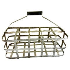 French Galvanized Zinc 10 Compartment Wine Bottle Carrier
