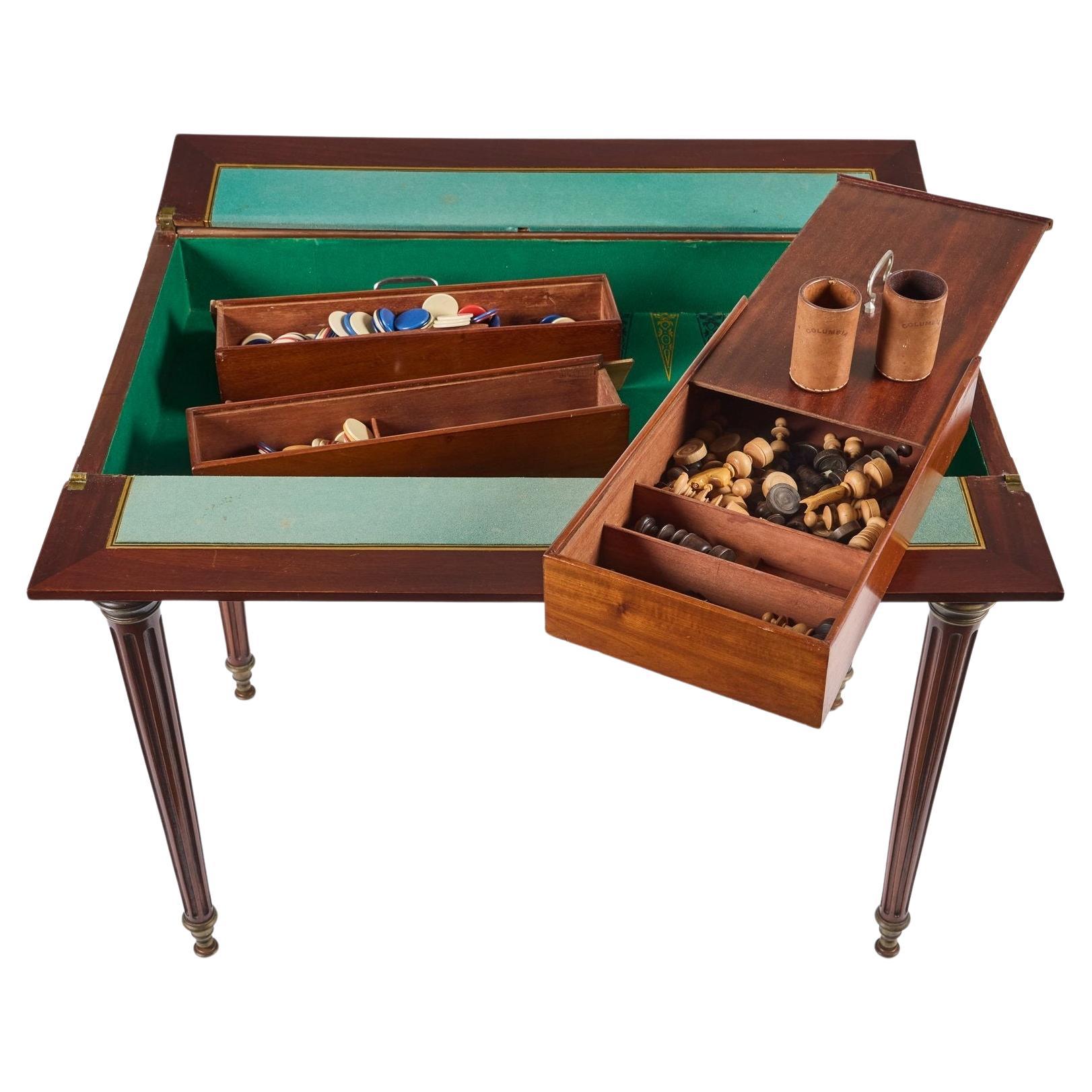  French game table with game pieces.  Measures 25