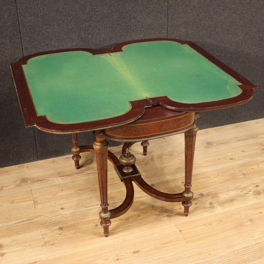 French Game Table in Inlaid Wood, 19th Century For Sale 2