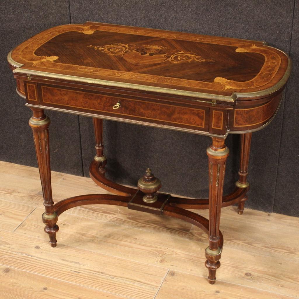 French Game Table in Inlaid Wood, 19th Century For Sale 4