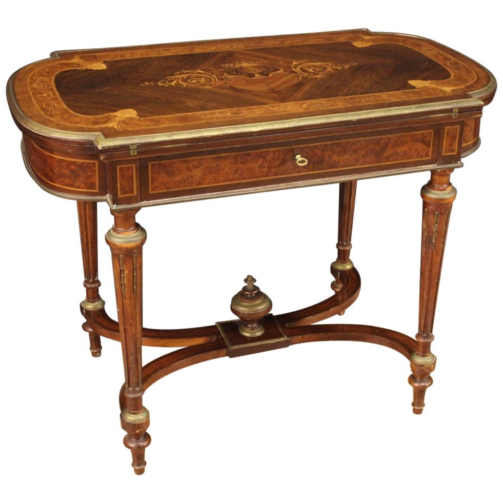 French Game Table in Inlaid Wood, 19th Century For Sale