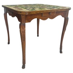 Mesa de juego francesa / centro / cabaret / mesa auxiliar nogal - Luis XV Francia XVIII