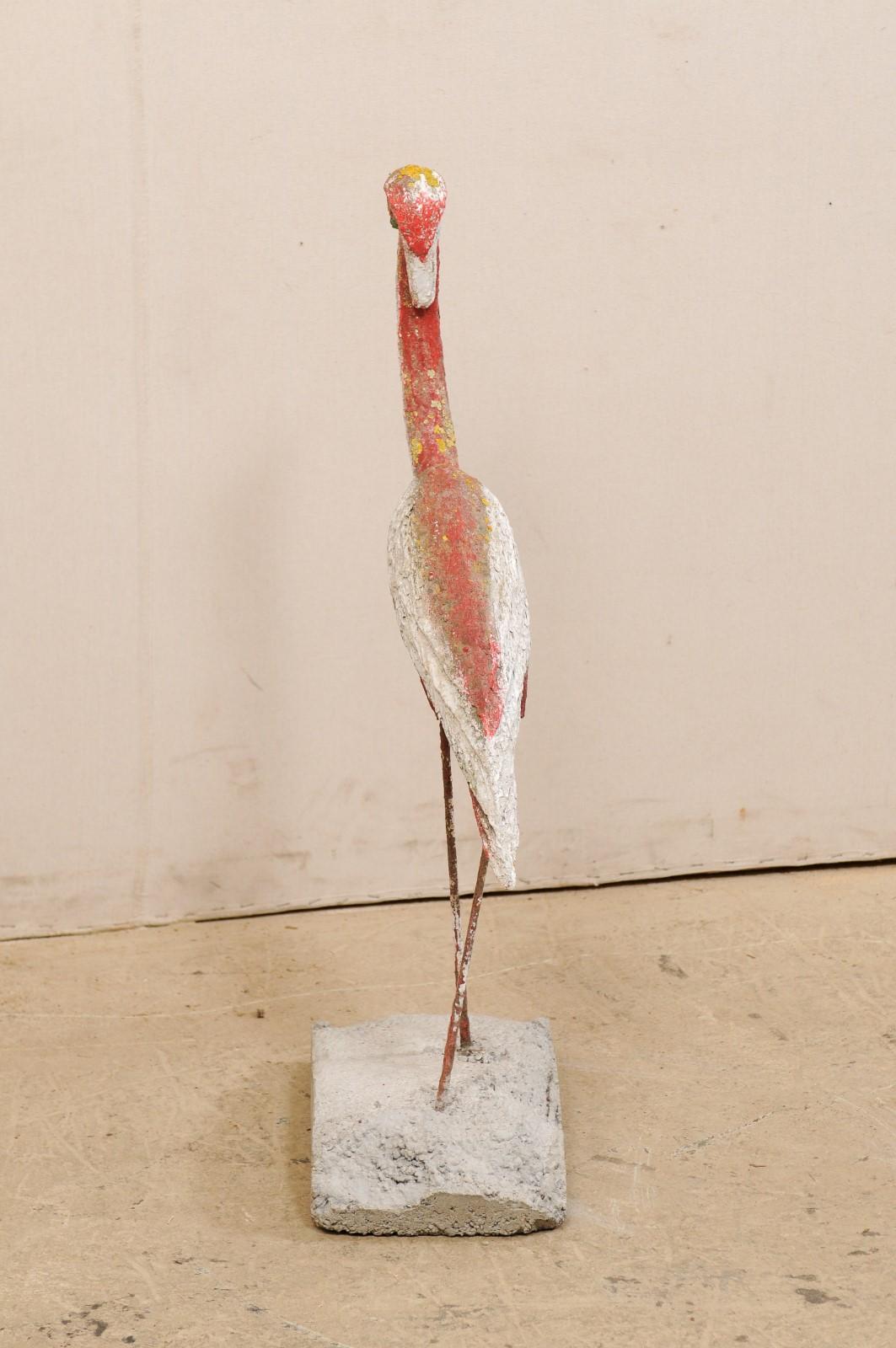 French Garden Bird Statue of a Walking Crane, Stands For Sale 2
