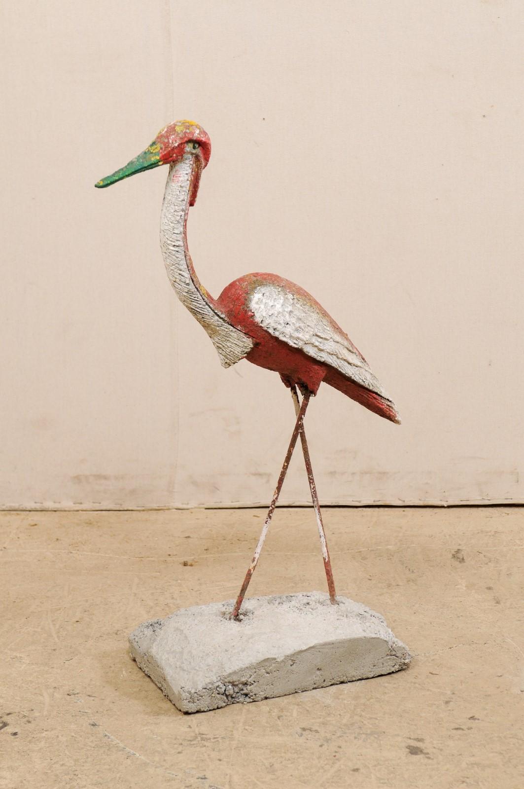 French Garden Bird Statue of a Walking Crane, Stands For Sale 3