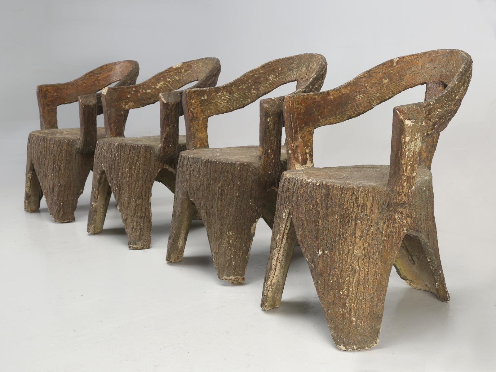 French Garden Faux Bois Concrete Table and '4' Armchairs 4