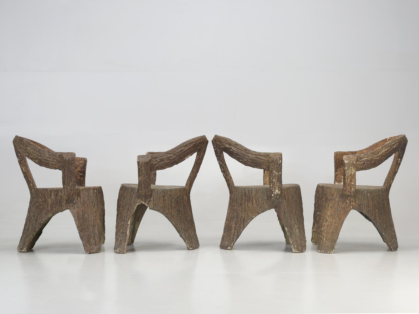 French Garden Faux Bois Concrete Table and '4' Armchairs 13
