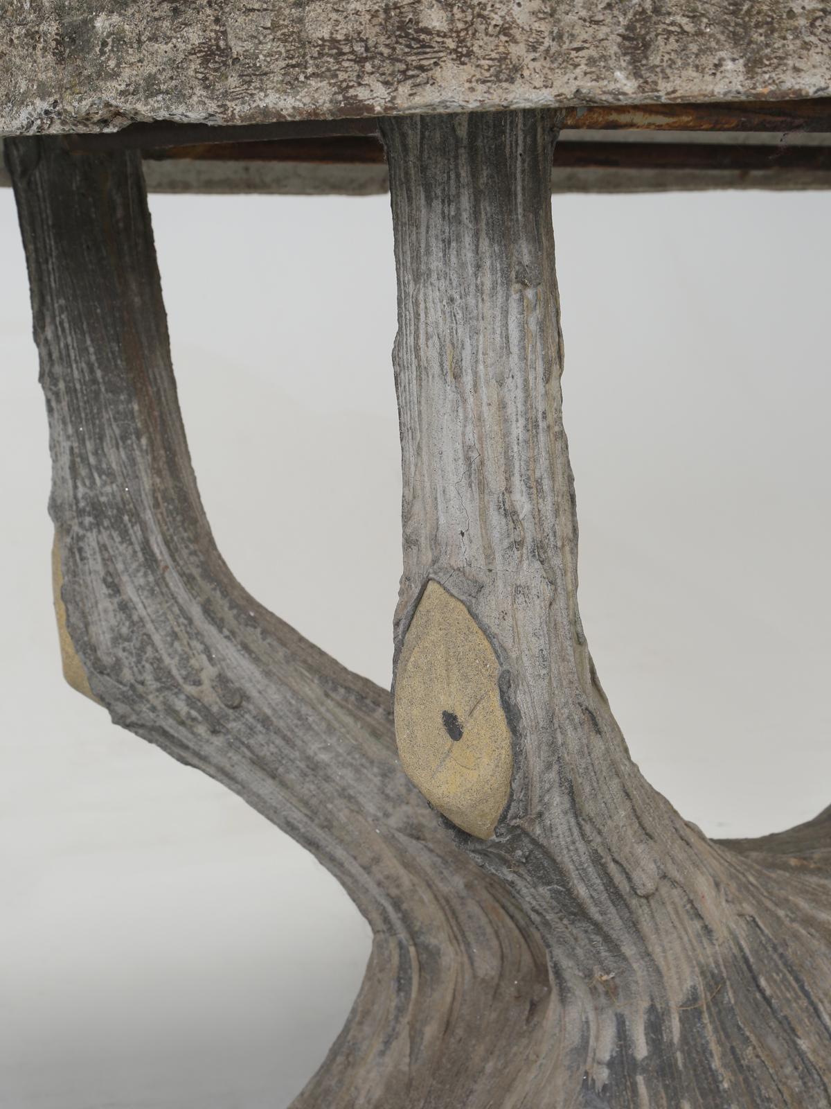 Mid-20th Century French Garden Faux Bois Concrete Table and '4' Armchairs