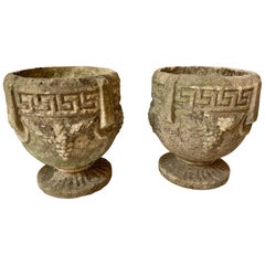 Vintage French Garden Planters with a Greek Key Pattern