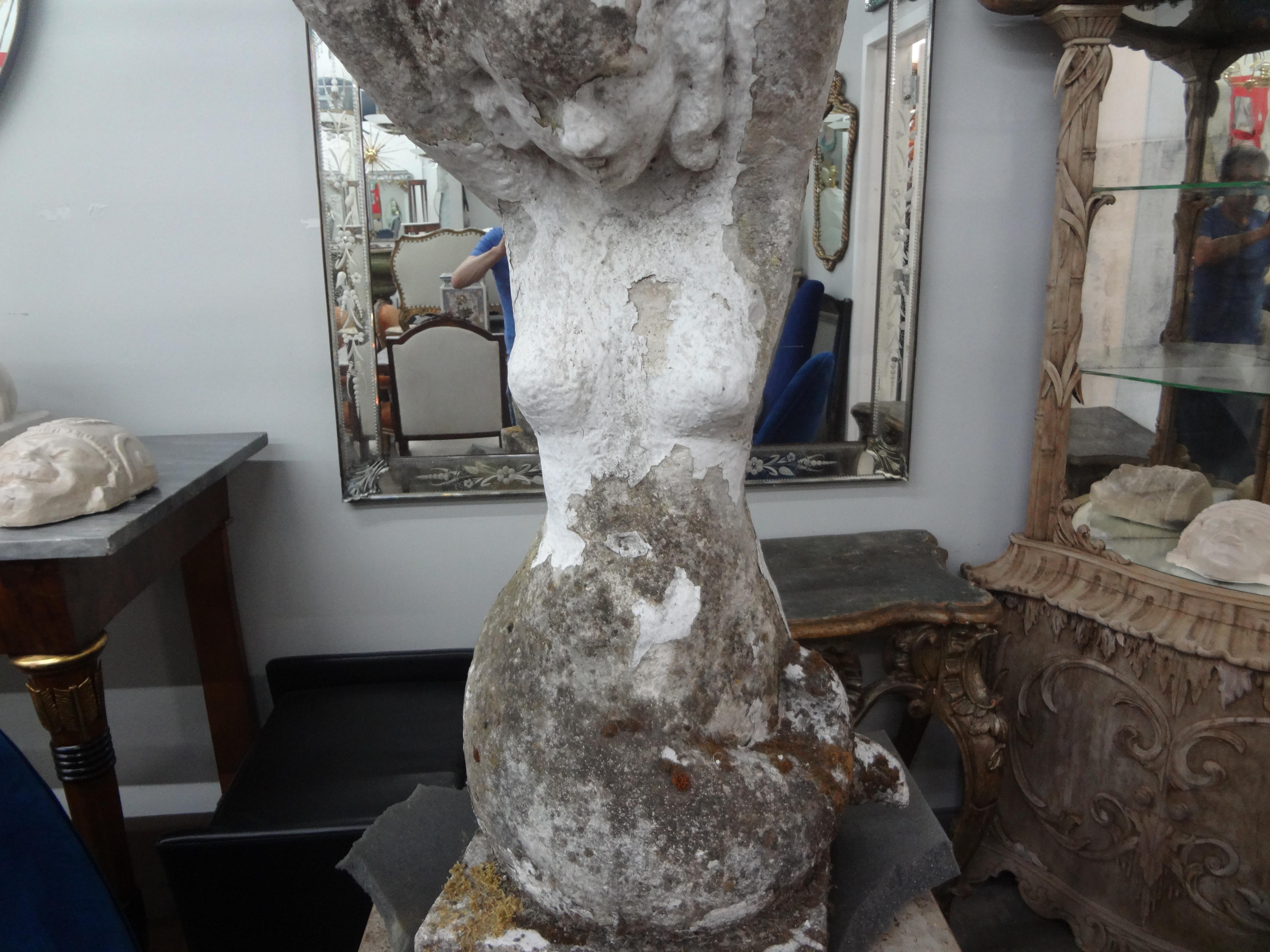 Concrete French Garden Statue Of A Mermaid For Sale