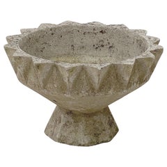 French Garden Stone Planter or Urn with Modernist Geometric Design