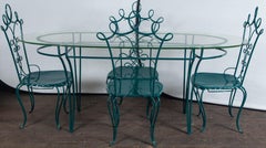 French Garden Table with Four Chairs After René Prou