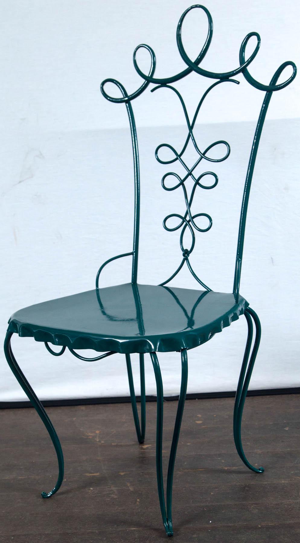 French Garden Table with Four Chairs After René Prou (Schmiedeeisen)