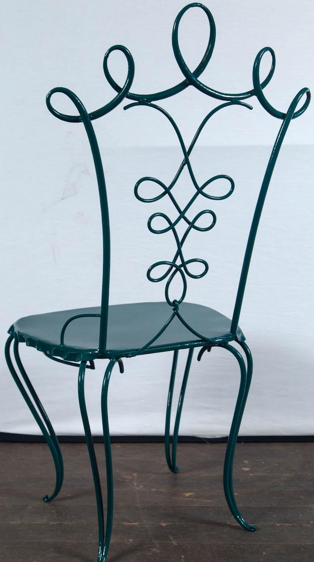 French Garden Table with Four Chairs After René Prou 3