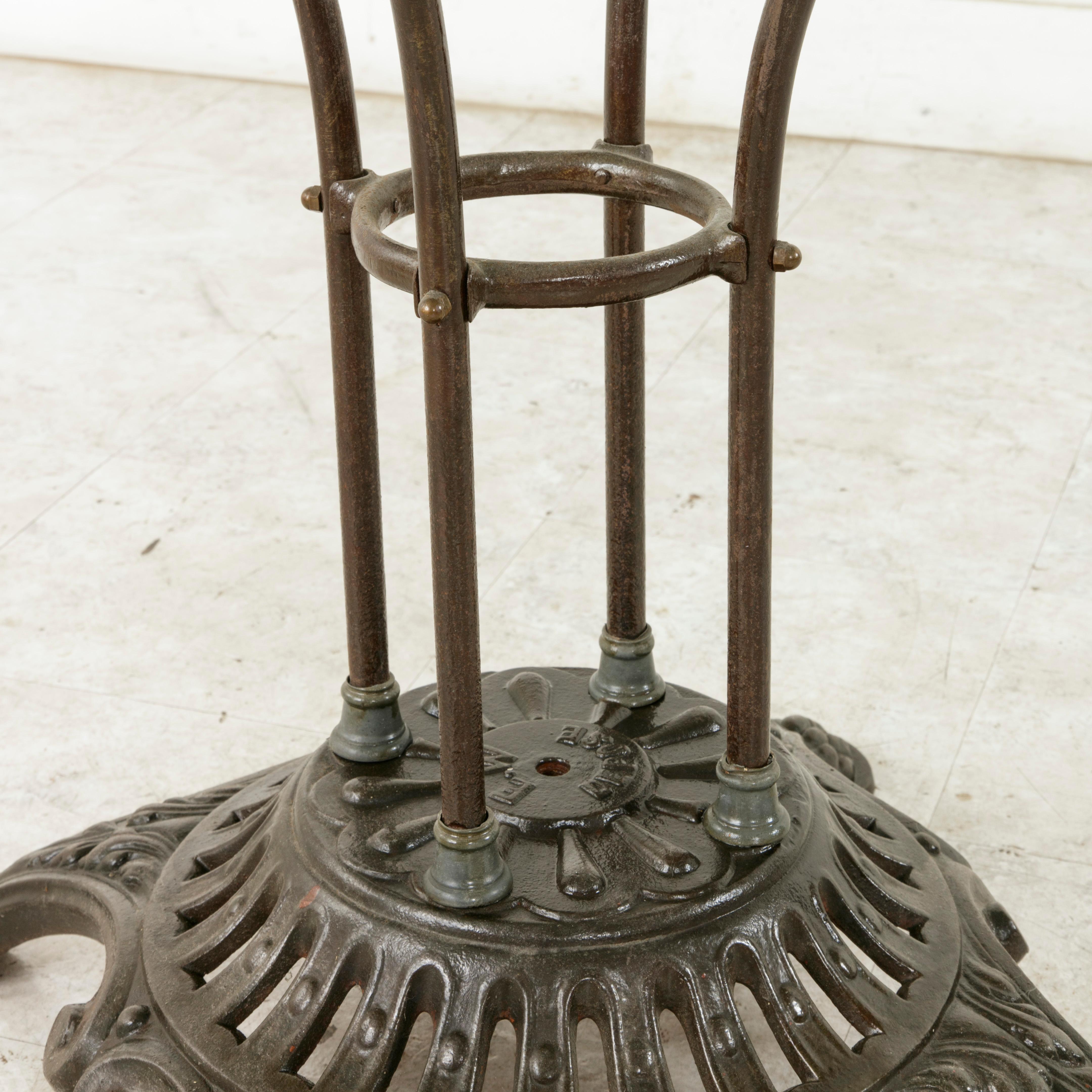 French Garden Table with Pierced Iron Base and Square Glass Top, circa 1900 3