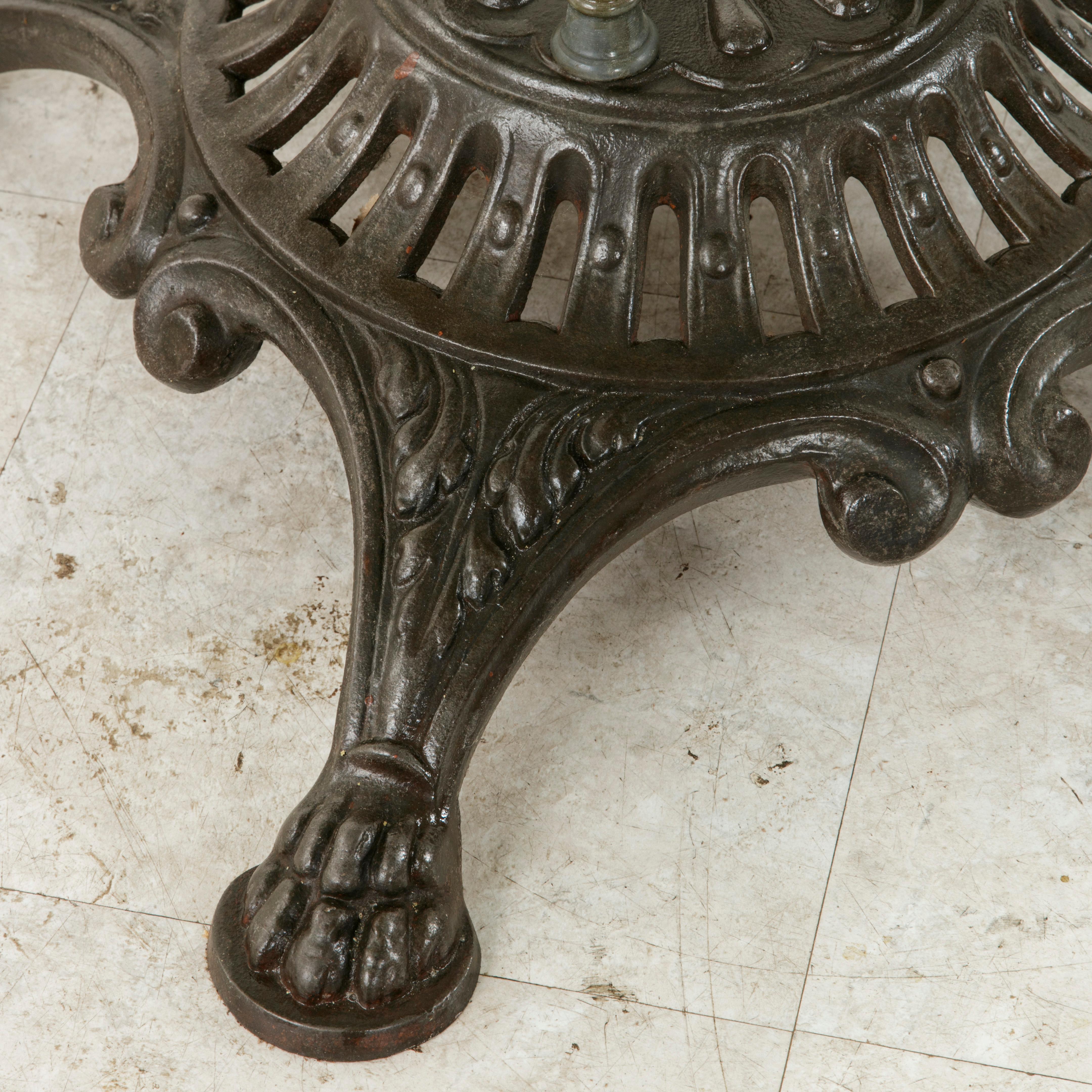 French Garden Table with Pierced Iron Base and Square Glass Top, circa 1900 5