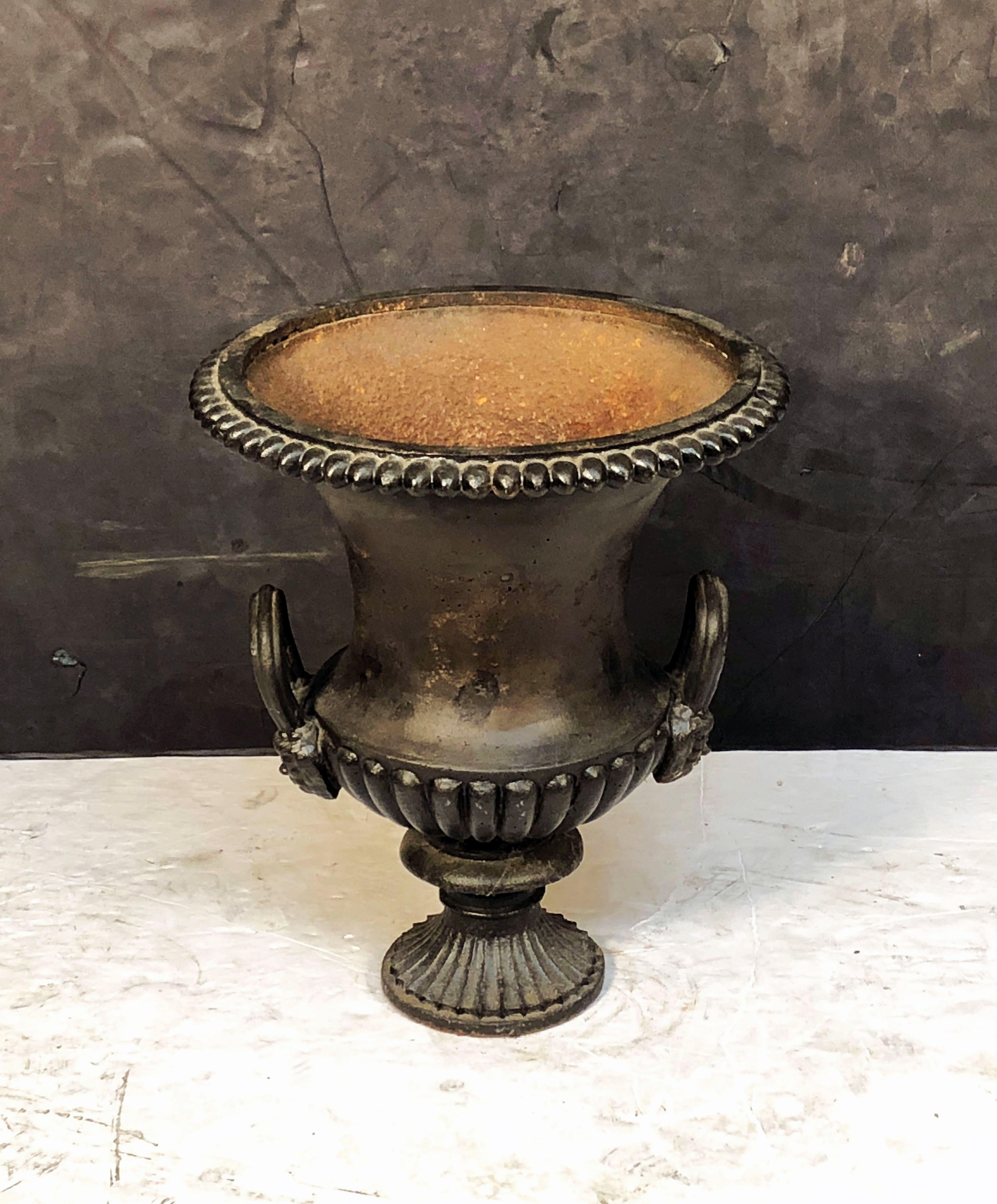 French Garden Urn or Planter Pot of Cast Iron in the Classical Style For Sale 2