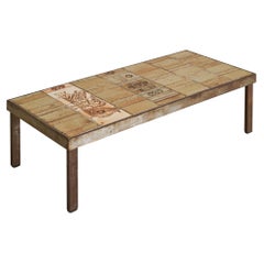 French Garrigue Ceramic Tile Coffee Table with Bird Motif by Roger Capron, 1960s