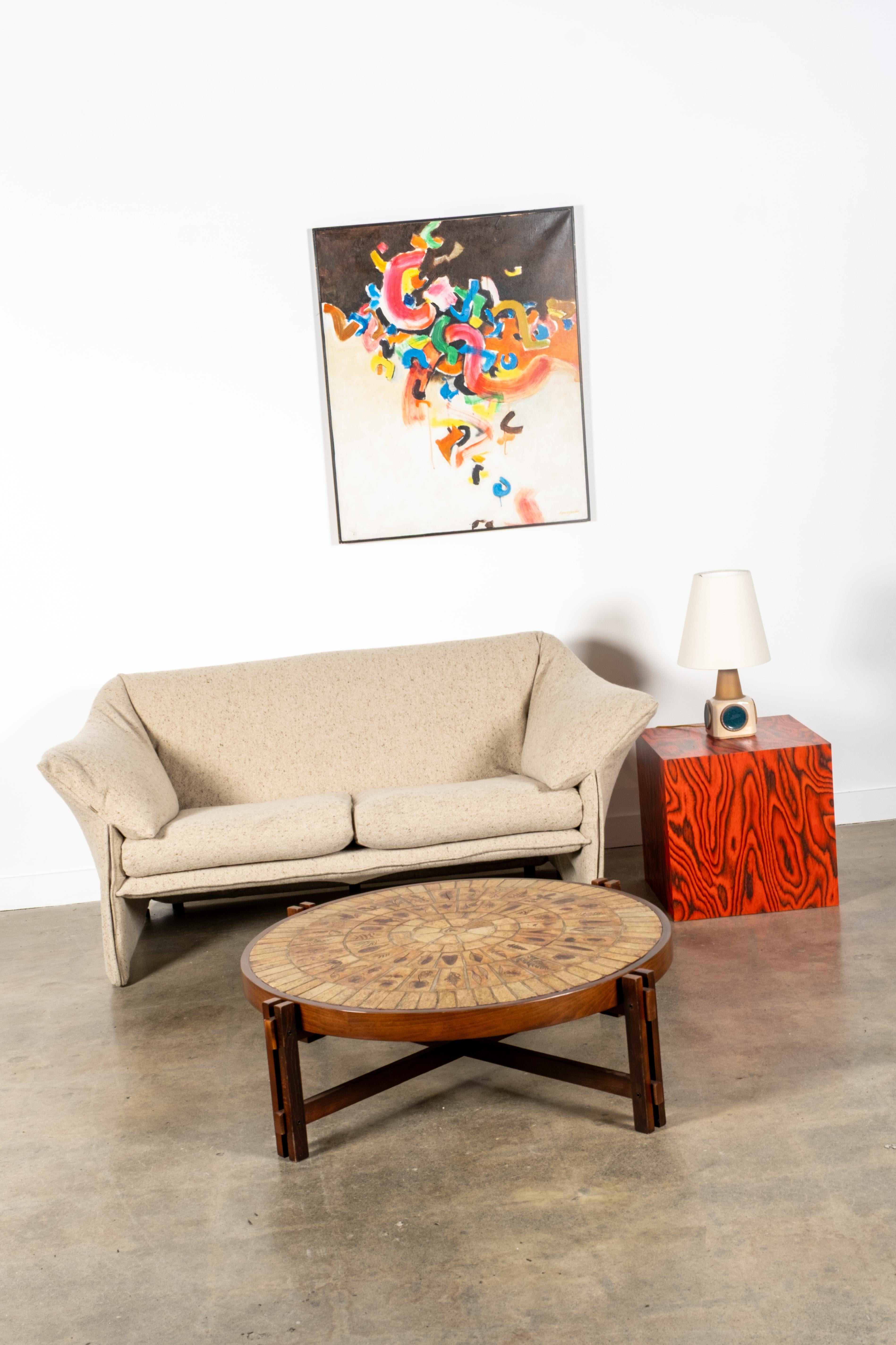 Französischer Garrigue Couchtisch mit kachelplatte by Roger Capron im Angebot 8