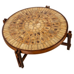 French Garrigue Tiled-Top Coffee Table by Roger Capron