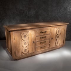 French Gaston Poisson Art Deco Oak Sideboard Buffet 1940.