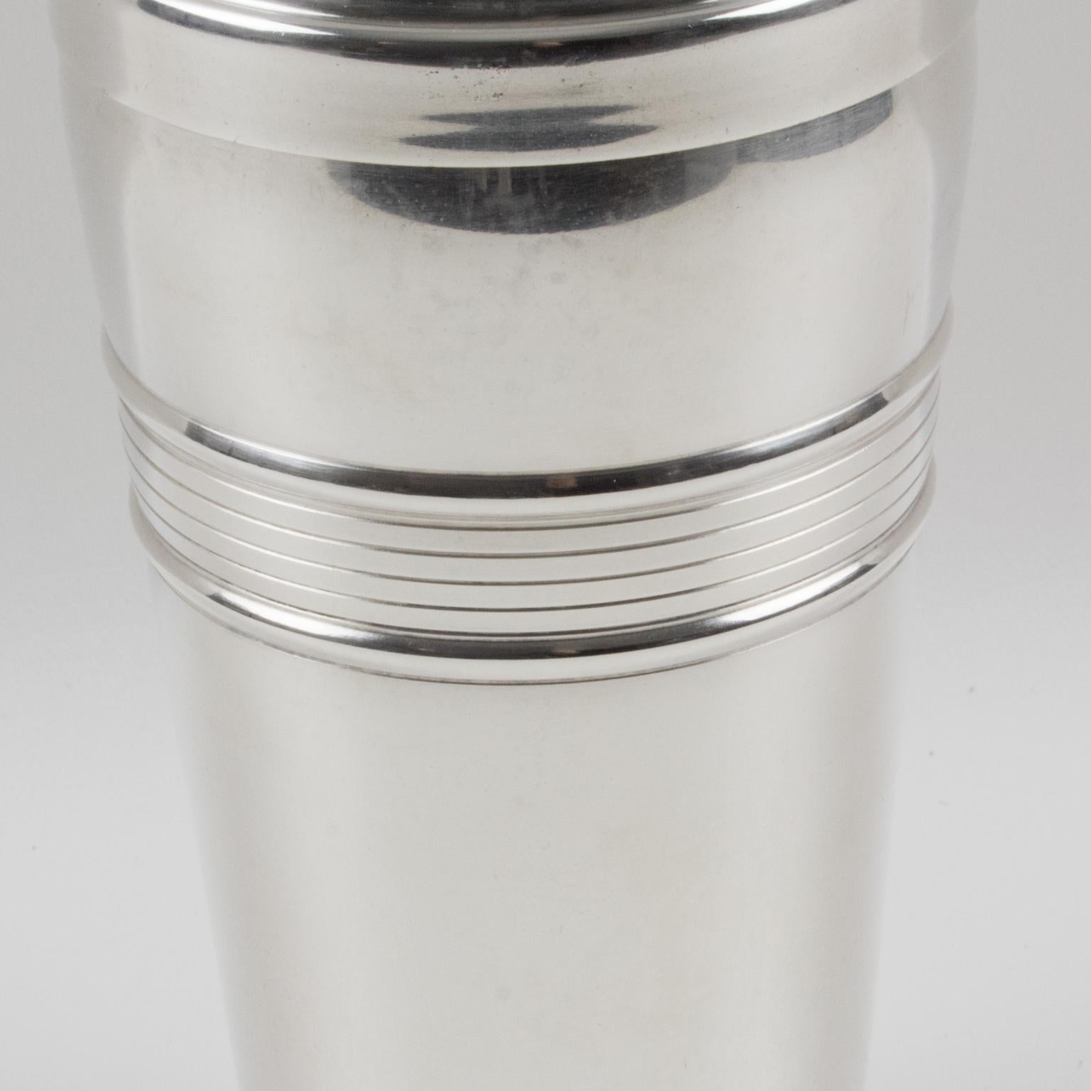 Mid-20th Century French Gelb Art Deco Silver Plate Cocktail Shaker