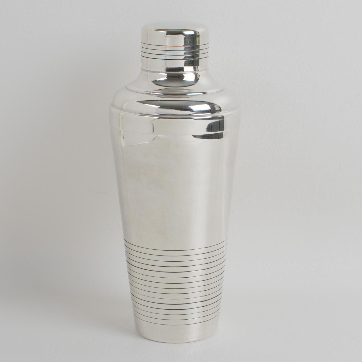 French Gelb Art Deco Silver Plate Cocktail Shaker 3