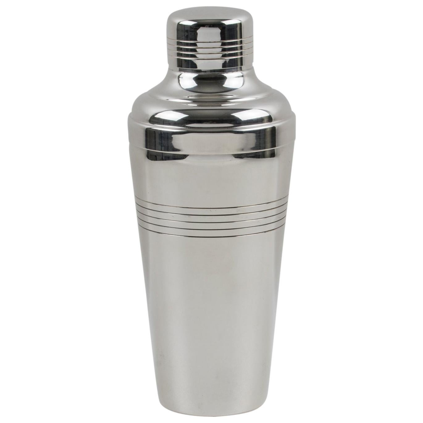 French Gelb Art Deco Silver Plate Cocktail Shaker