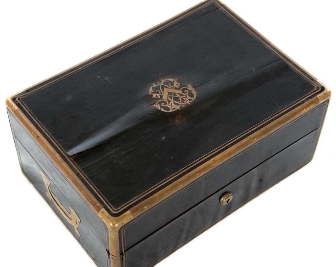 19th Century French Gentleman’s Sterling Vanity Kit in Ebony Case by Louis Aucoc, circa 1865