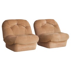 French Geometric Chenille Lounge Chair, 1970s - 2 Available