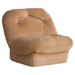 French Geometric Chenille Lounge Chair, 1970s - 2 Available